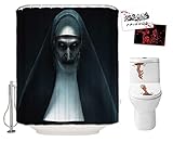 Halloween Shower Curtain Set for Bathroom- Scary Nun The Conjuring Horror Movie Themed Holiday Polye