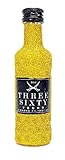  Three Sixty Vodka Mini 40ml (37,5% Vol) - Bling Bling Glitzer Glitzerflasche Flaschenveredelung für besondere Anlässe - Gold -[Enthält Sulfite]
