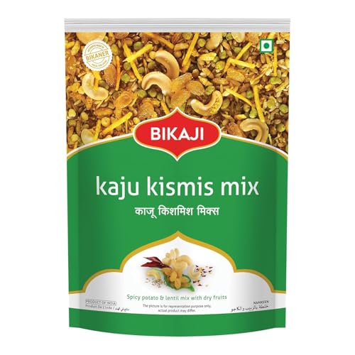 Bikaji Kaju Kismis Mix (7.05oz) 200g, Indian Premium Namkeen Snack with Cashews & Raisins, Traditional Sweet & Savory Dry Fruit Mix, Ready-to-Eat Tea Time Snack