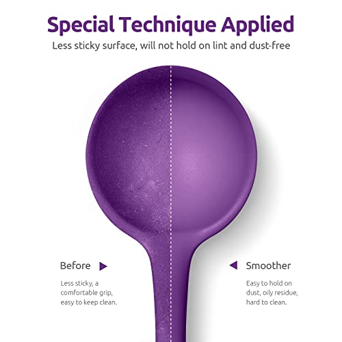 Image of 13 inch Silicone Soup Ladle: U-Taste 600ºF Heat Resistant 4 oz Large Non-stick Seamless Rubber Kitchen Deep Serving Spoon with Non-slip Solid Long Handle for Cooking Sauce /Stews /Gravies /Chili(Purple)