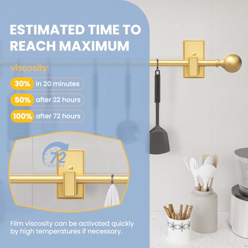 TKZTKZ No Drilling Curtain Rod Brackets:Self Adhesive Curtain Rod Holders for Rod 5/8" No Nail,Easy Peel and Stick Curtain Rod Hooks No Drill for Bathroom, Livingroom, Kitchen,Dorm,Door(Gold,4PCS) by TKZTKZ - Image 9