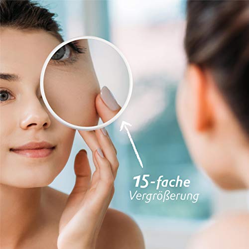 Fantasia 15x Magnification Makeup Mirror with Suction Cups: Portable Bathroom Mirror and Travel Magnifying Mirror - Image 4