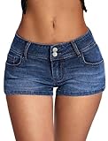 IWD Low Rise Jean Shorts for Women Y2k Stretchy Mini Denim Shorts 2026 Summer Trendy Micro Jorts Country Concert Outfits (Dark Blue, Small)