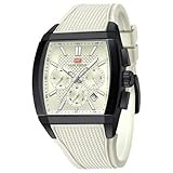 MF MINI FOCUS Men's Watch Analog Fashion Wrist Watch, Tonneau Watch for Men with Chronograph,Ideal for Sports Enthusiasts and Daily Wear (Off-White)