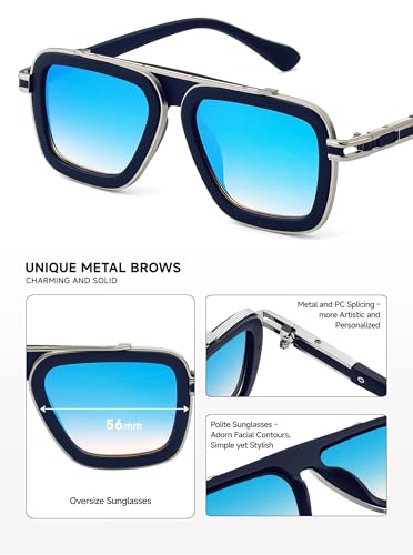 Image of Fashion Men Sunglasses Square Frame Shades for Men Sunnies(98082)