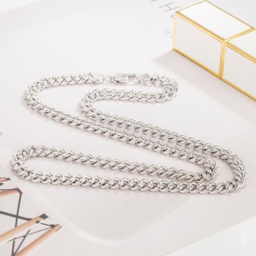Dankadi Chaîne Cubaine Maille 6MM en 925 Argent pour Homme Femme, 18"20"22"24"26"28"30" Collier Cubain à Maillons Massif Miami pour Bijoux Cadeau Anniversaire Fête Garçon Fille(20 inch, Classic Style) – vue 9
