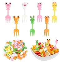 Kayqbonke 50 Stück Tiere Obstgabeln aus Kunststoff, 5 Typologie Mini Obstgabeln Kinder, Bento Box Zubehör Picks Obst Gabeln Wiederverwendbar für Lunch-Box Party Nachmittagstee Geburtstagsfeier