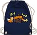 Shirtracer Dschungel Deko Wildnis - In the Forest Wald Fuchs - Unisize - Navy Blau - turnbeutel fuchs - WM110 - Turnbeutel und Stoffbeutel aus Baumwolle