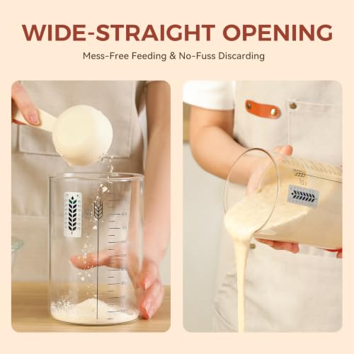 Image of Sourdough Starter Jar Kit,34oz Large Wide Mouth Sour Dough Jar Glass | Sourdough Bread Baking Supplies, Sourdough Tools for Beginners and Pro, Dishwasher-Safe, Borosilicate Glass, 1 Pack