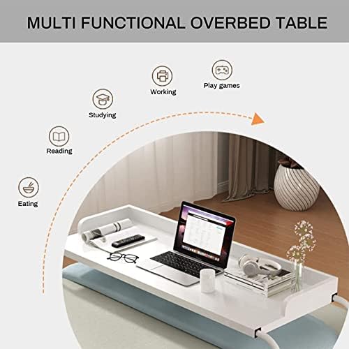 Extendable Rolling Mobility Table Over Bed,Overbed Table Computer Workstation Overbed Table with Wheels Height Adjustable Standing Workstation Food Tray Desk Rolling Medical Table