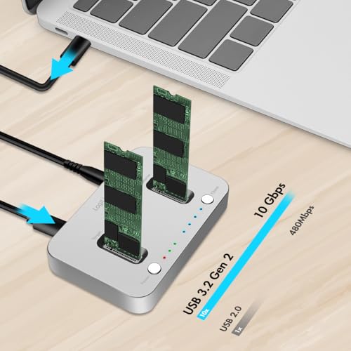 Estación de acoplamiento SSD M.2 NVMe LogiLink QP0033 USB 3.2 Gen 2 externa clonadora offline plata 2