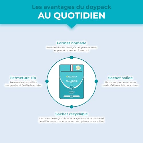 COLLAGENE - Type I - Source de vitamine C - Hydratation de la Peau - Protège Os & Articulations - 900 mg - 90 Gélules - Nutrimea - Fabriqué en France – Image 3