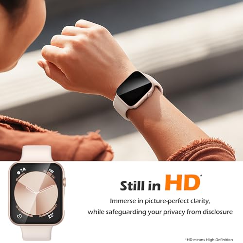 Misxi 2 Pack Privacy PC HD Case for Apple Watch SE 3 (2025) SE 2 SE Series 6 Series 5 Series 4 44mm, Ultra-Thin Cover with Anti-Spy Tempered Glass Screen Protector for iWatch, 1 Rose Gold + 1 Transparent by Misxi - Used condition - Image 5