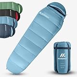 NORDMUT® Schlafsack 3-Jahreszeiten [300 GSM] Ultraleicht & kompakt | Schlafsack Outdoor | Sleeping Bag kombinierbar | Mumienschlafsack [1600g] ideal für Outdoor, Camping, Trekking und Reisen