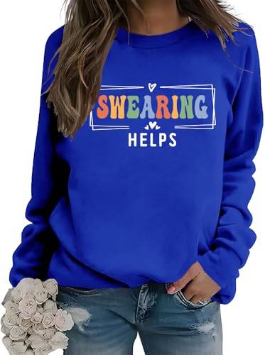 Sudadera de Swearing Helps, sudadera de cuello redondo, camiseta de manga larga, unisex, azul real, M