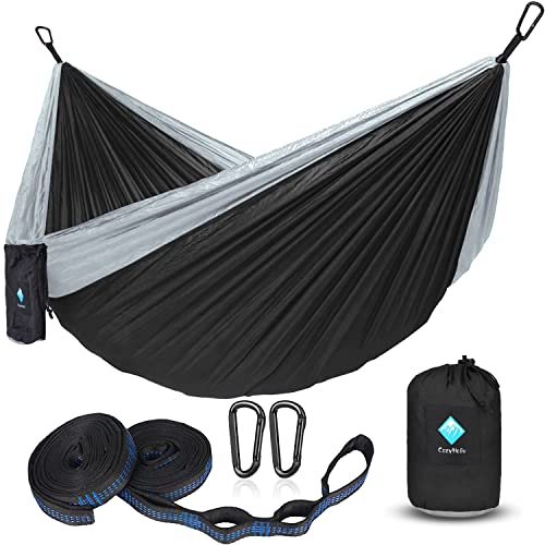 Double Hammocks for Camping, Portable Parachute Hammock for Outdoor Travel Backpacking - Hammocks Swing for Backyard & Garden 78''W 118''L