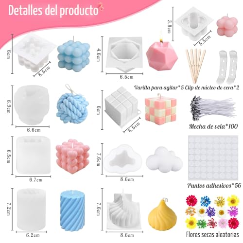 Miniatura 3 de Tavada 9pcs Moldes De Silicona 3d Para Velas Artesanales Hechas A Mano.