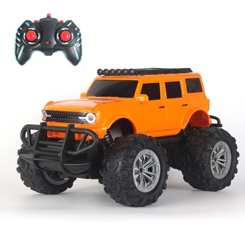 popsugar Off Roader Rechargeable Remote Control Car | RC Car Monster Truck | 4 Headlight Modes | Lithium Battery | C-Type Charging | 2.4GHz Remote Controller | Made in India, Orange