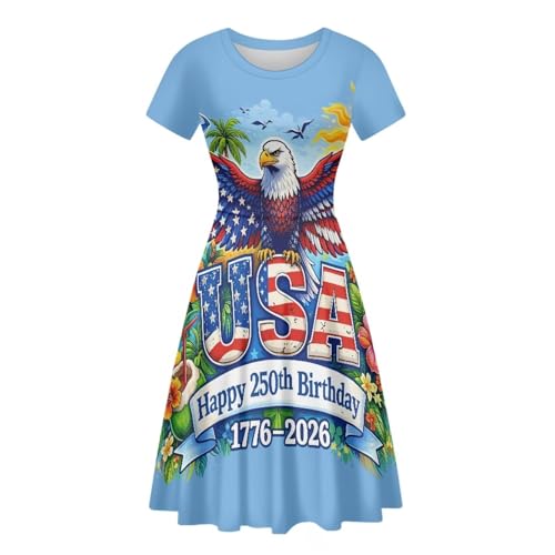 Image of HUGS IDEA Womens Puffy Swing Midi Dress Round Neck Short Sleeve Party A-Line Dresses