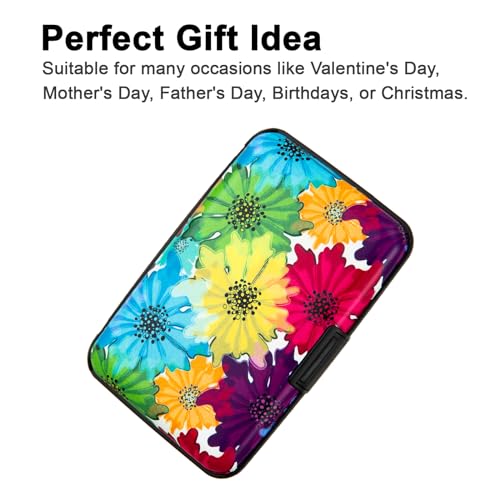 Image of Credit Card Holder, Metal Card Wallet RFID Blocking Mini Slim Aluminum Business Hard Card Case for Women Men (Motley Floral)