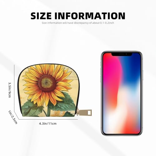 Retro Sunflower Printed Credit Card Wallet for Women Men Cute Zipper Card Cases Holder Mini Coin Purse with 12 Card Slots3