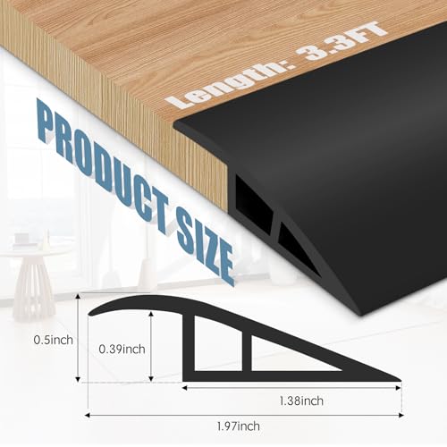 Image of Floor Transition Strip Door Threshold 39 inch Floor Transition Reducer Trim on The Edges Threshold Strip Self Adhesive Suitable for Doorways, Tiles, Carpet