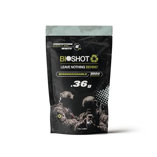 BioShot Biodegradable Airsoft BBs .36g, 3000 Rounds, White