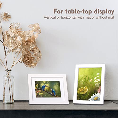 KINLINK 5x7 Picture Frame White, Solid Wood Frames with Acrylic Plexiglass for Pictures 4x6 With Mat or 5x7 Without Mat,Tabletop and Wall Display Photo Frame Set of 4 by KINLINK - Used condition - Image 4