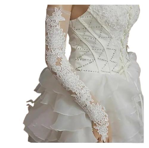 Guantes de boda largos sin dedos para fiestas y ceremonias nupciales en tono marfil