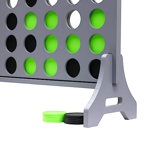 Image of Giant 4 in a Row Game for Family & Adults - Tailgating Pros Jumbo Grey Wooden Four in a Row Indoor & Outdoor Yard Game for Family Party Fun, Portable Activities for Patio, Backyard, and Camping