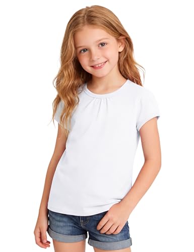 NUMYEAN 3 Pack Girls Short Sleeve T-Shirts Pleated Neck Tee Shirts Summer Tops for Girls Size 11-12 Years — view 2