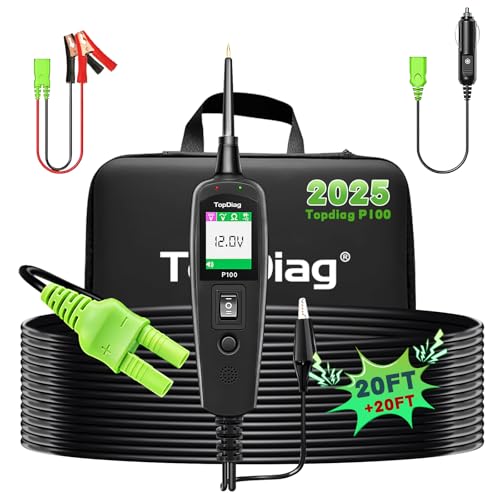 Image of Topdiag P100 Automotive Power Circuit Probe Tester, 12 24V Electrical Short/Open Breaker Finder, AC DC Diode Resistance Relay Tester, Continuity Test Digital Multimeter/Ohmmeters, 20 + 20FT Cable