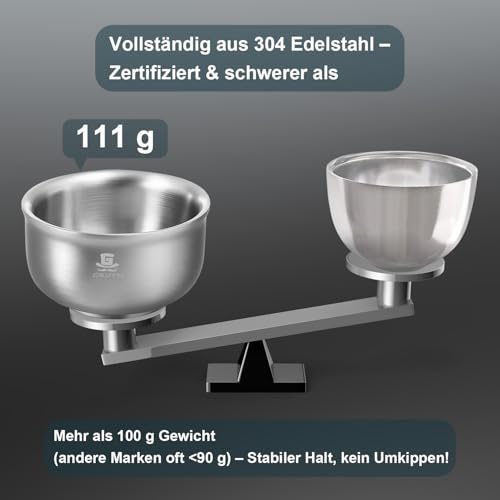 GRUTTI Premium Rasierschale 11.5cm - 3-Schicht Edelstahl mit 6cm Tiefe für Warmen Schaum & Kein Überlaufen
