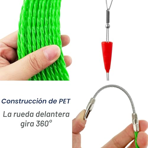 Miniatura 4 de Guia Pasacables 30 M, 4,5 Mm De Diámetro, Guía Pasacables, Guia Pasacables Trenzada, Con 2 Muelles Guía, Muelle De Tracción, Ayuda Para Tirar Cables