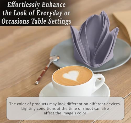 Image of Ruvanti Cloth Napkins Set of 12, Cotton Enrich 18 inchx18 inch - Coffee Grey | Washable, Soft, Durable & Absorbent Everyday Napkins. For Home, hotel, Wedding Napkins, Thanksgiving, Christmas Dinner Napkin