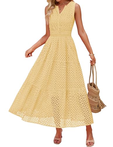 ZESICA Women's 2026 Summer Sleeveless Maxi Dress Casual V Neck