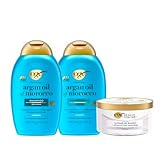 OGX Repair & Hydration Bundle for Dry Hair, Argan Oil of Morocco Shampoo (385ml) and Conditioner (385ml), and Rescue Fusions Intense Repair and Strength Recovery Hair Mask (285ml), For All Hair Types