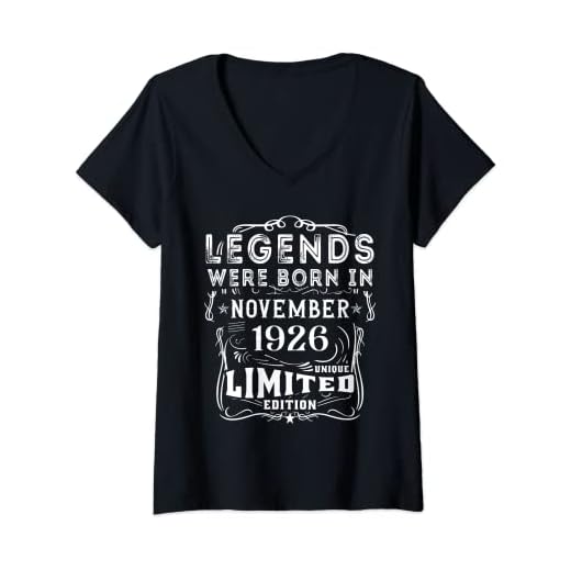 Mujer Cumpleaños Noviembre 1926 Edición Limitada Regalo Vintage Camiseta Cuello V
