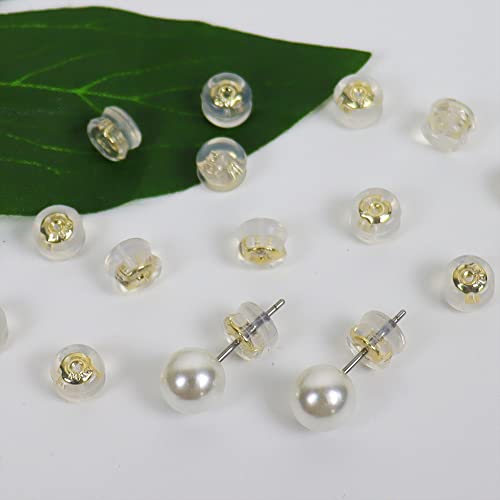 18K Gold Earring Backs For Studs,12Pcs Silicone Earring Backs Replacements For Droopy Hoops Fish Hook Secure Earring Backs No-Irritate Hypoallergenic For Ears #TOP4
