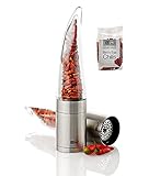 AdHoc Geschenkset Chili-Schneider PEPE mit 20 g Bird's Eye Chilis, Edelstahl/Acryl