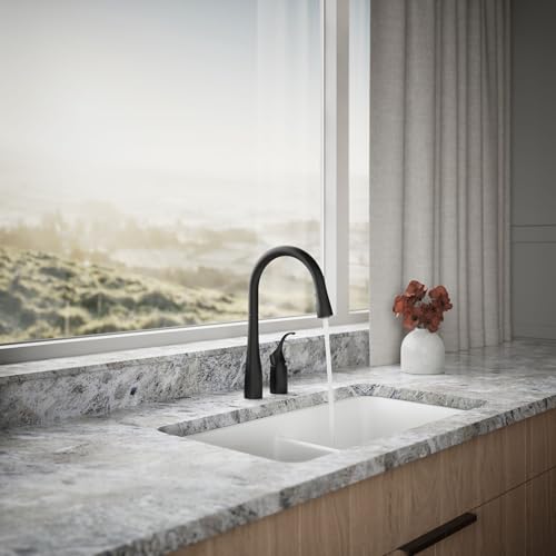 Image of KOHLER 647-BL Simplice Pull Down Kitchen Faucet, 2-Spray Faucet, Kitchen Sink Faucet with Pull Down Sprayer, Matte Black