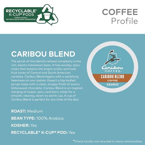 Caribou Coffee Caribou Blend, Single Serve Coffee K-Cup Pod, Medium Roast, 48-Count For Brewers