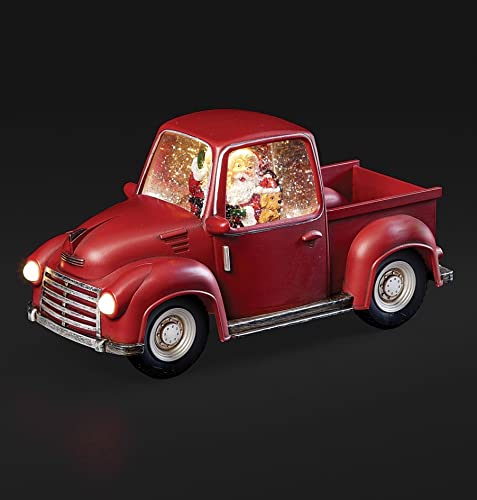 Camion lumineux de Noël figurine table Père Noël et chiot 15cm - 2