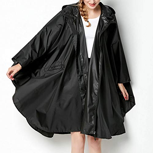 Chubasquero mujer impermeable largo, poncho de lluvia reutilizable y chaqueta ligera con capucha 2