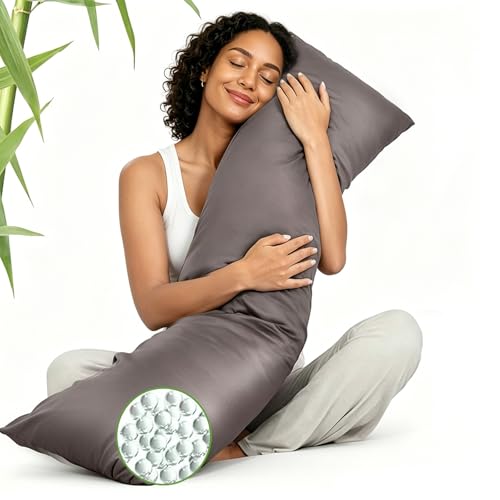 ZonLi Cooling Weighted Body Pillow for Deep Sleep and Mood Relaxation (48 x 14) 8.5lbs Washable Cover Quilted Glass Beads Weighted Pillows for Bedroom Sofa Adults Side and Hot Sleepers