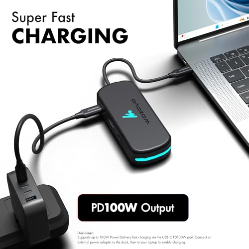 Image of Type C 7 in 1 Wozoyo Docking Station with USB 5Gbps (3.2 Gen 1), 2XUSB 2.0,4K@60Hz HDMI,SD & TF Card Reader,PD 100W,USB-C Hub,Universally Compatible with Thunderbolt 4, macOS, Windows, Android & iOS