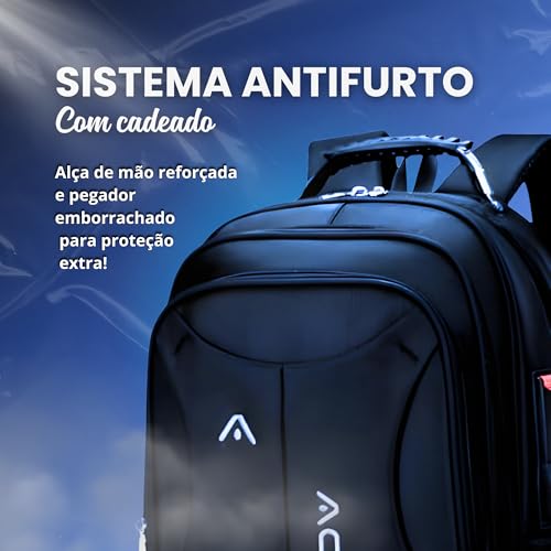 Mochila Anti Furto Unissex para Notebook - Reforçada, Impermeável, Executiva, Alça com Cabo de Aço,