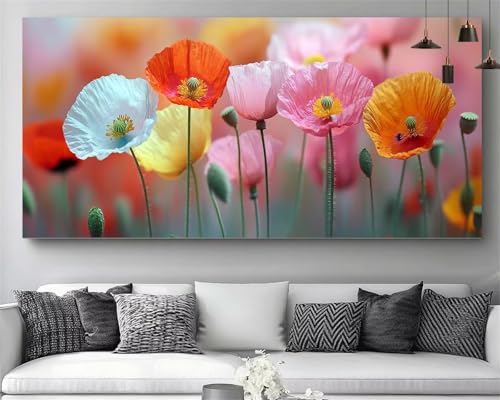 Peinture Diamant Point de Croix Coquelicot pour Salon Animé