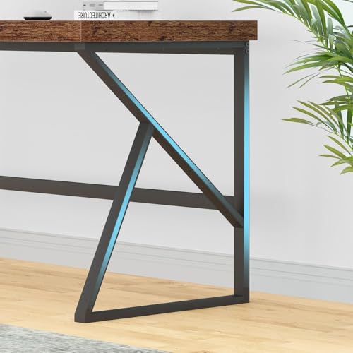 Image of Klaxon Study Table for Students and Adults, Computer Table for Home Office and Gaming, Wood and Metal, 120 x 45 cm, Forest Dark, DIY Assembly Kit Included (K Type FD INS)