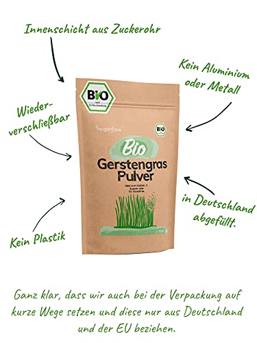 VEGAN FLOW® Bio Rohkost Gerstengras Pulver, 500g, deutsche Anbaufläche - Image 5